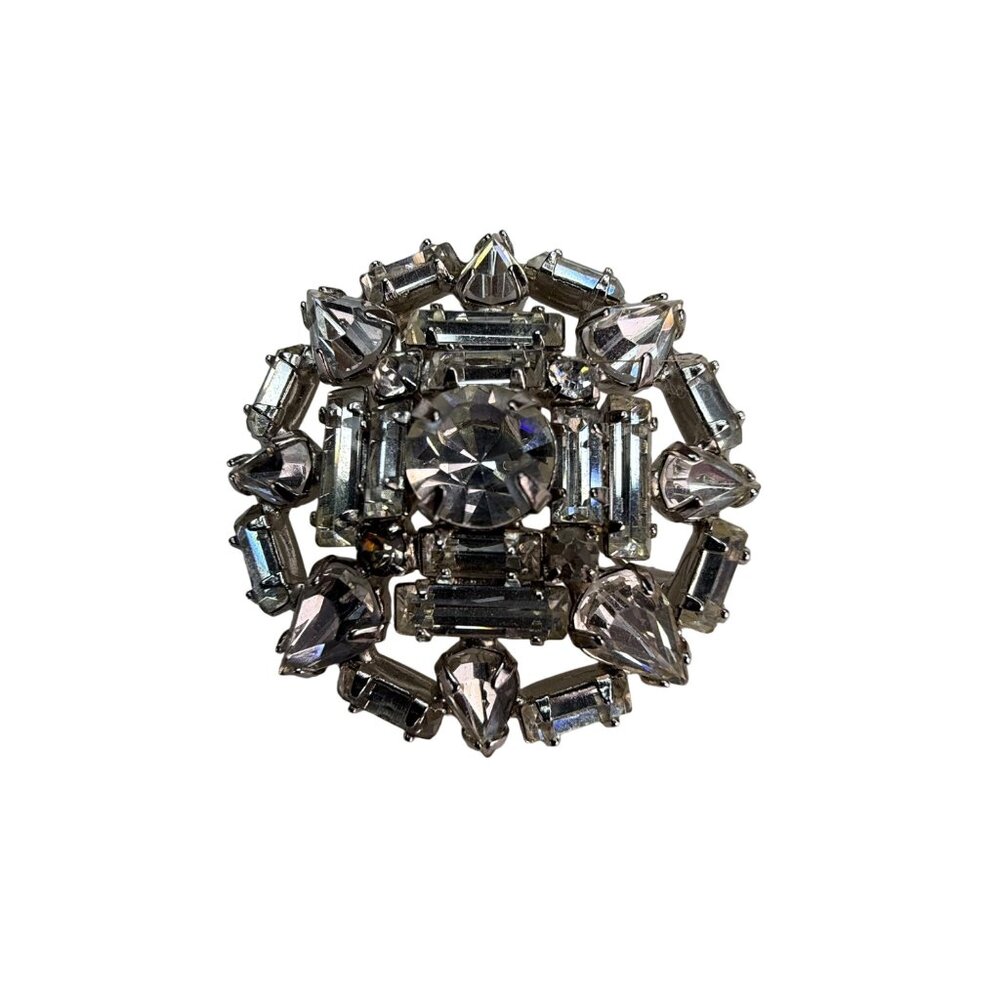 Weiss Vintage Pin Brooch Crystal Rhinestones Silver Tone Art Deco Costume Jewelr
